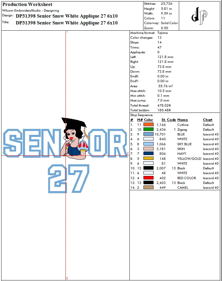 Senior Snow White Applique 27