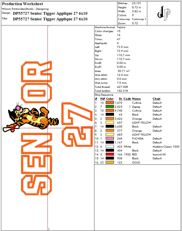 Senior Tigger Applique 27