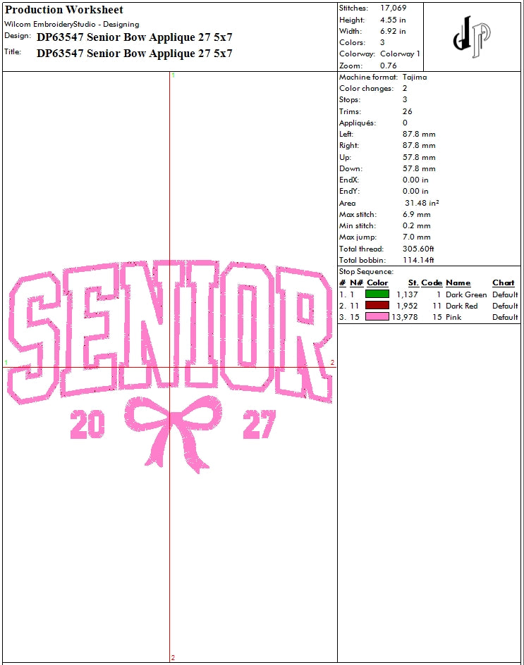Senior Bow Applique 27