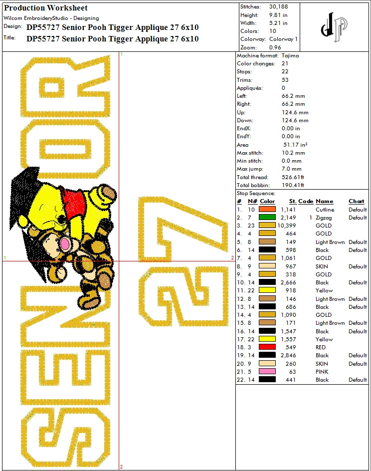 Senior Pooh Tigger Applique 27