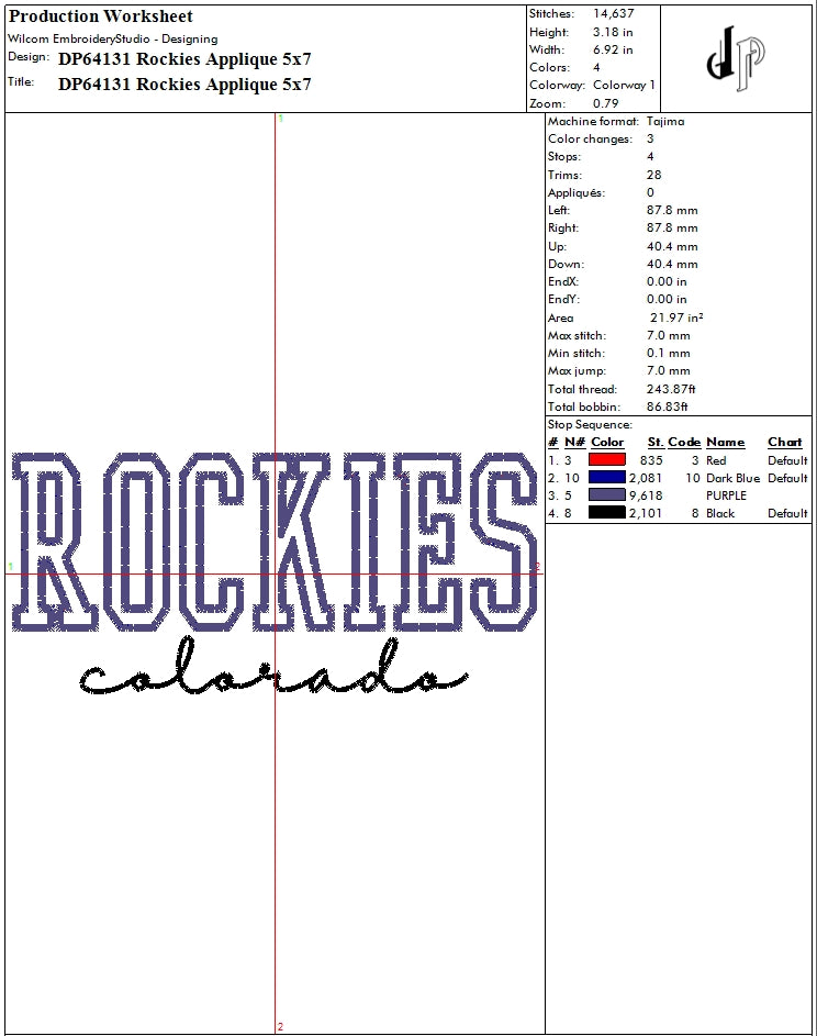 Rockies Applique