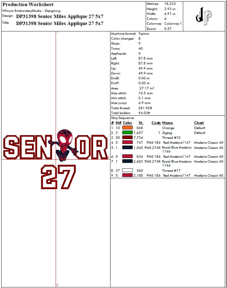 Senior Miles Applique 27