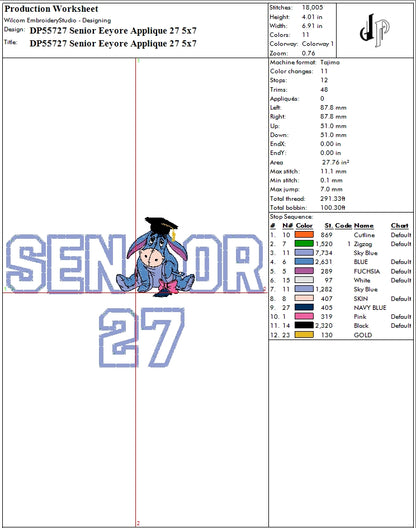 Senior Eeyore Applique 27