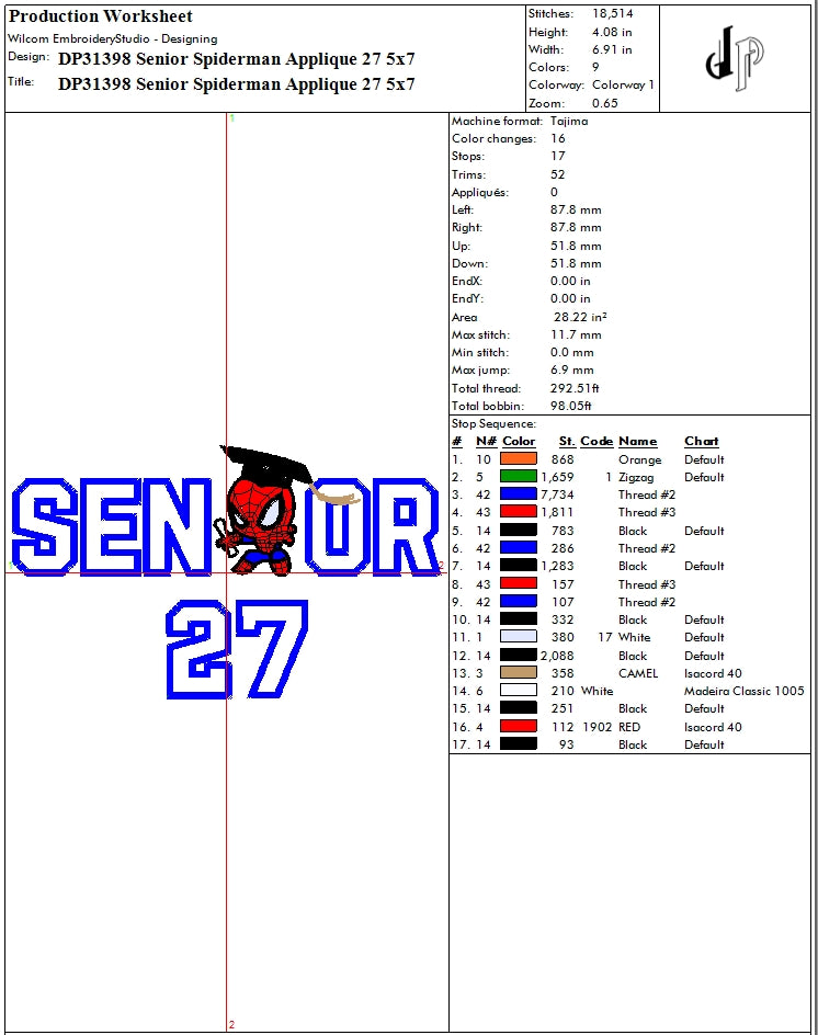 Senior Spiderman Applique 27