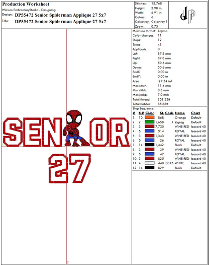 Senior Spiderman Applique 27