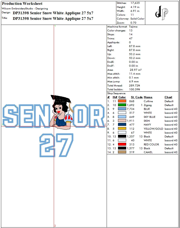 Senior Snow White Applique 27
