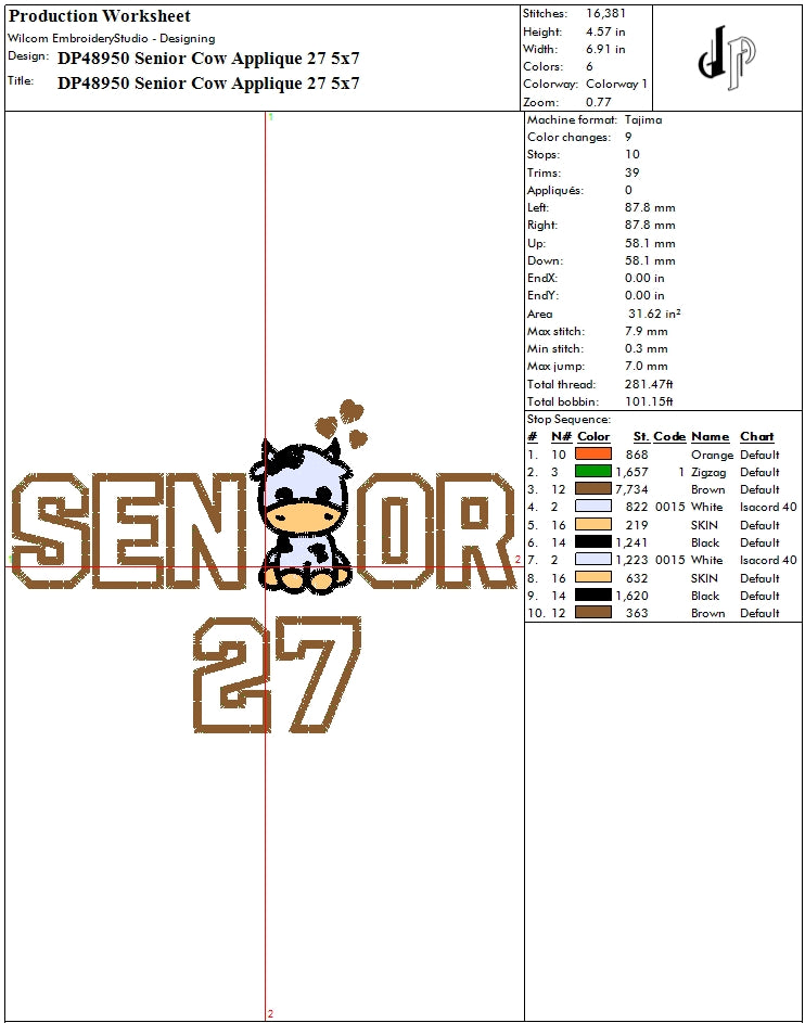 Senior Cow Applique 27