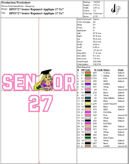 Senior Rapunzel Applique 27