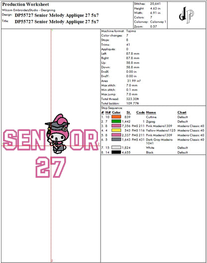 Senior Melody Applique 27