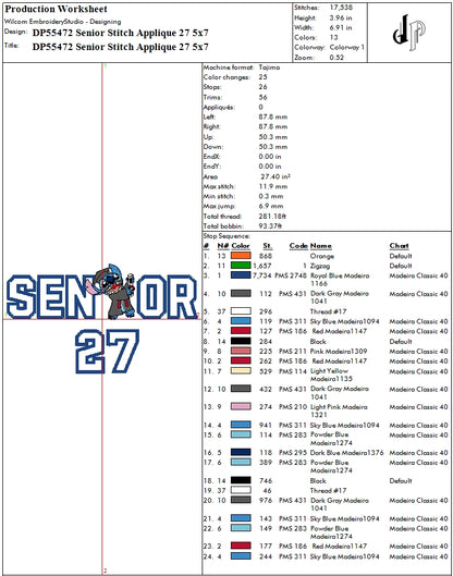 Senior Stitch Applique 27