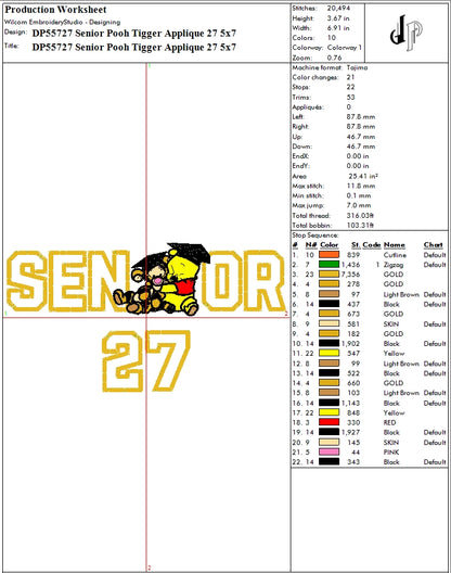 Senior Pooh Tigger Applique 27