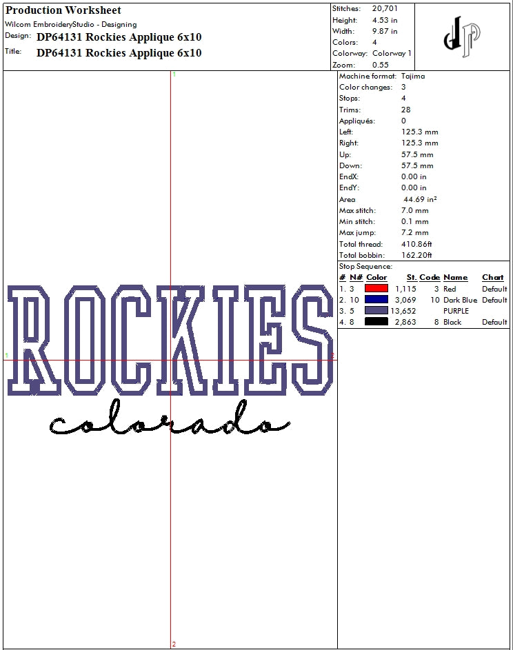 Rockies Applique