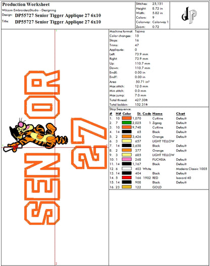 Senior Tigger Applique 27