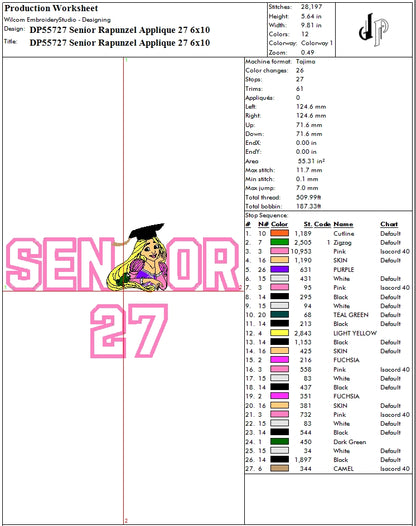 Senior Rapunzel Applique 27