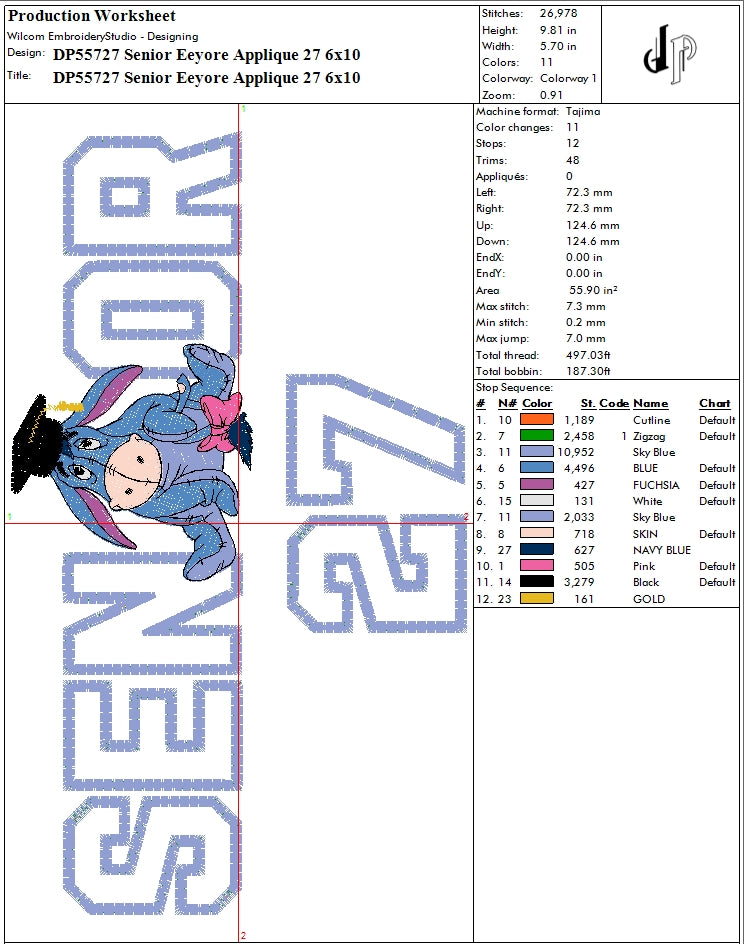Senior Eeyore Applique 27