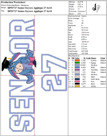 Senior Eeyore Applique 27
