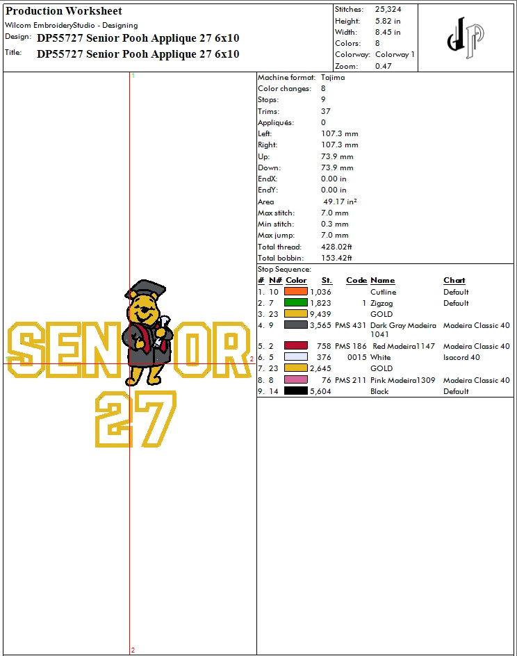 Senior Pooh Applique 27