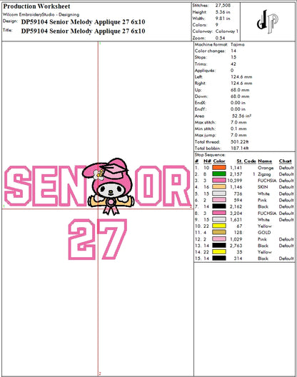 Senior Melody Applique 27