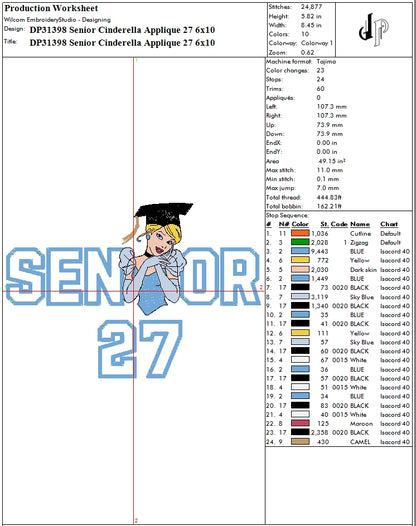 Senior Cinderella Applique 27
