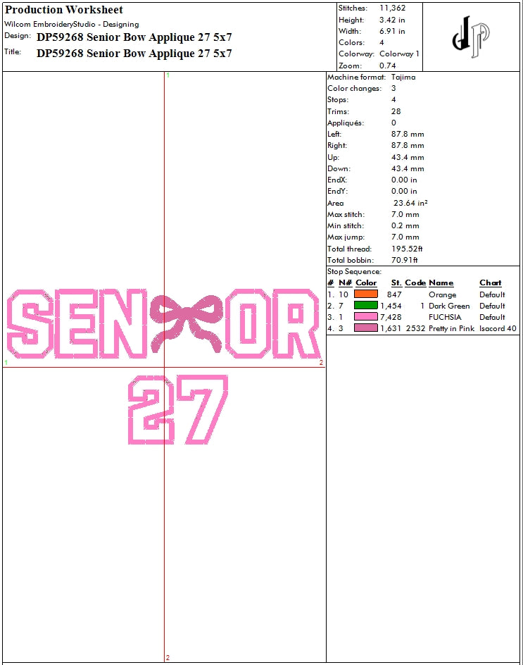 Senior Bow Applique 27