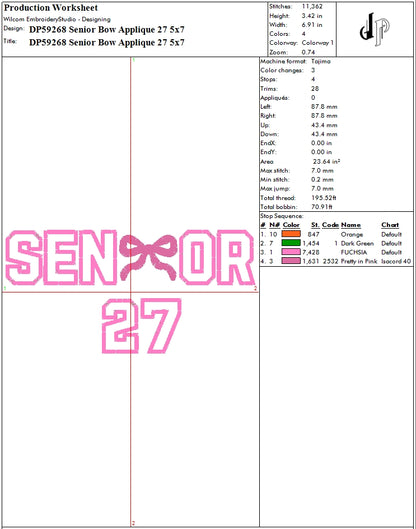 Senior Bow Applique 27