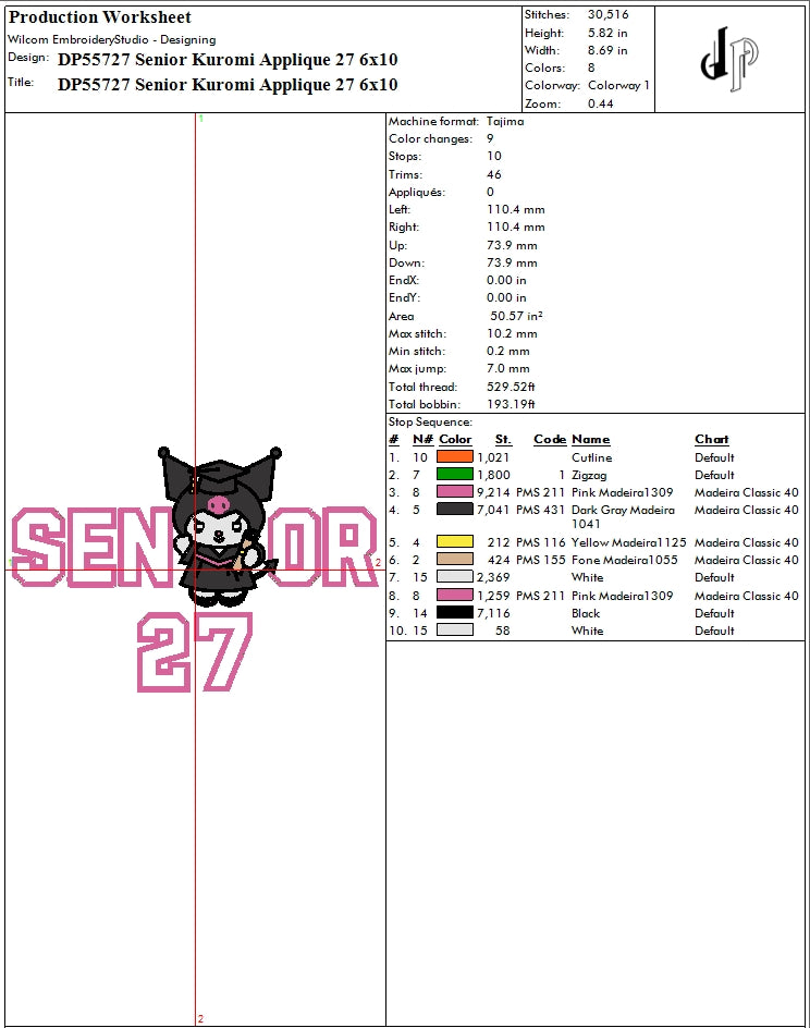 Senior Kuromi Applique 27