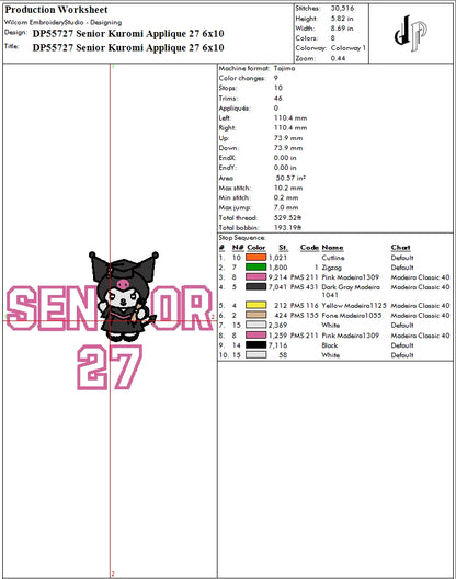 Senior Kuromi Applique 27