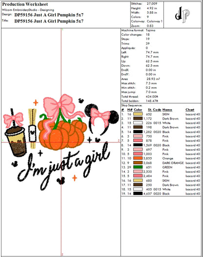 Just A Girl Pumpkin