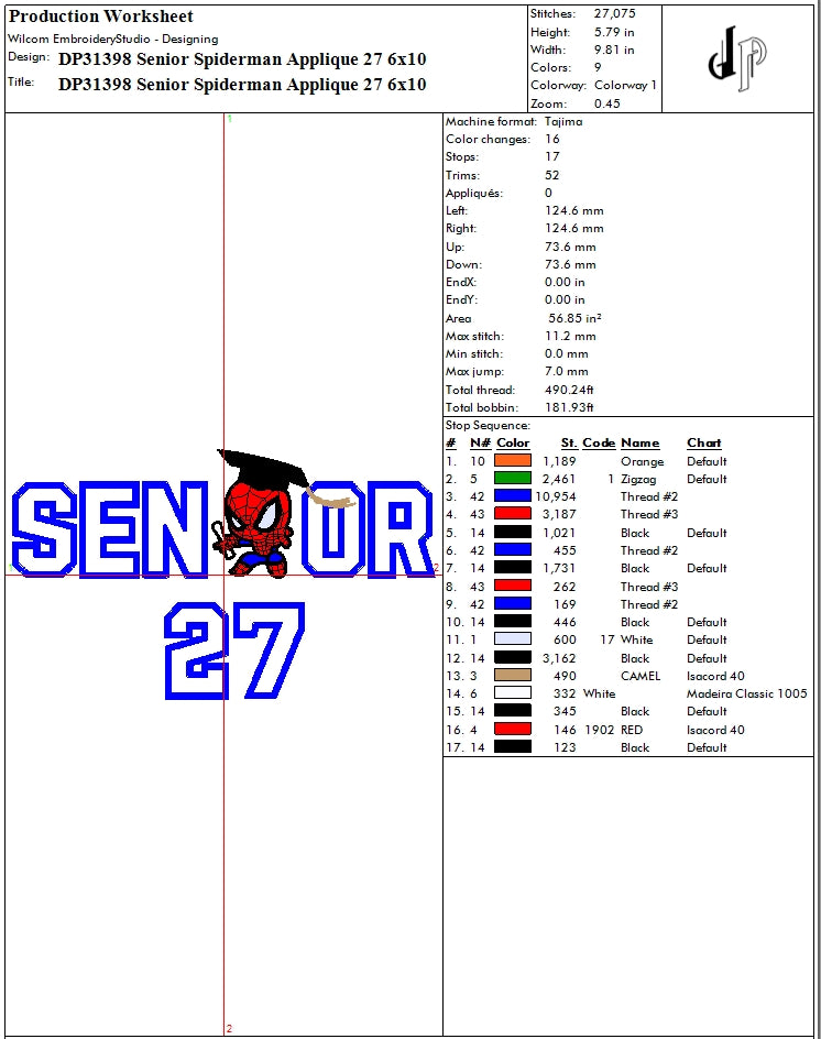 Senior Spiderman Applique 27