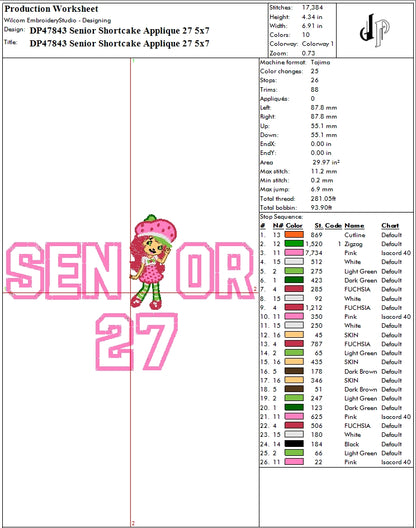 Senior Shortcake Applique 27