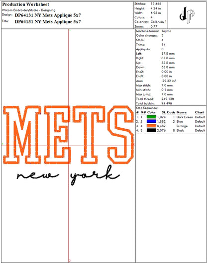 NY Mets Applique